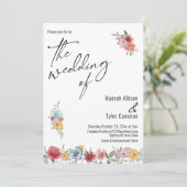 Elegant Typography Waterverf Wildflower Wedding Kaart (Staand voorkant)