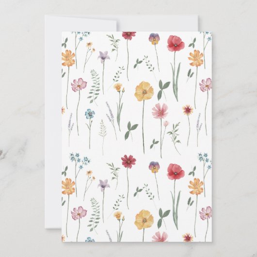 Elegant Typography Waterverf Wildflower Wedding Kaart (Achterkant)