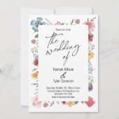 Elegant Typography Waterverf Wildflower Wedding Kaart (Voorkant)