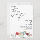 Elegant Typography Waterverf Wildflower Wedding Kaart (Voorkant)