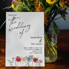 Elegant Typography Waterverf Wildflower Wedding Kaart