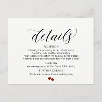 Elegant Typography Wedding Details Enclosure Card Informatiekaartje