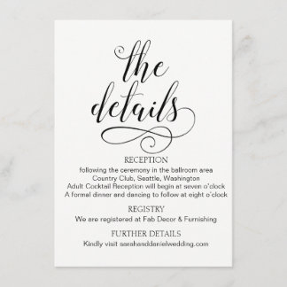 Elegant Typography Wedding Details Enclosure Kaart