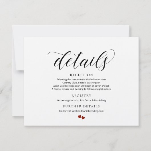 Elegant Typography Wedding Details Enclosure Kaart (Voorkant)