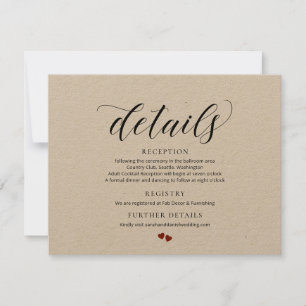 Elegant Typography Wedding Details Enclosure Kaart