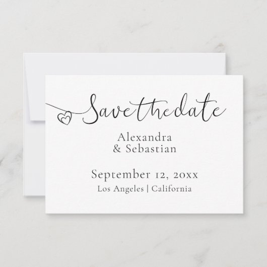 Elegant Typography Wedding Heart Save the Date (Voorkant)