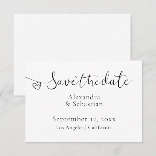 Elegant Typography Wedding Heart Save the Date (Voorkant / Achterkant)