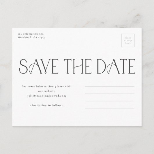 Elegant Typography Wedding Photo Save the Date Aankondigingskaart (Achterkant)
