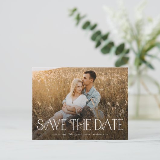 Elegant Typography Wedding Photo Save the Date Aankondigingskaart (Staand voorkant)