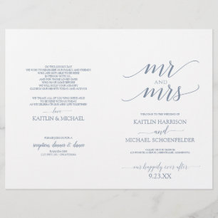 Elegant Typography Wedding Programs Dusty Blue - S