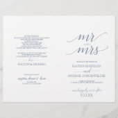 Elegant Typography Wedding Programs Dusty Blue - S (Voorkant)