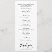 Elegant Typography Wedding Programs | Zwart Programmakaart (Achterkant)
