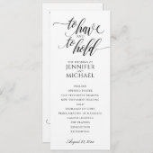 Elegant Typography Wedding Programs | Zwart Programmakaart (Voorkant / Achterkant)
