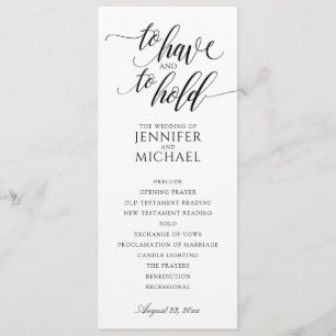 Elegant Typography Wedding Programs   Zwart Programmakaart