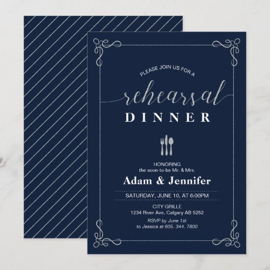 Elegant Typography Wedding Rehearsal Dinner Kaart (Voorkant / Achterkant)