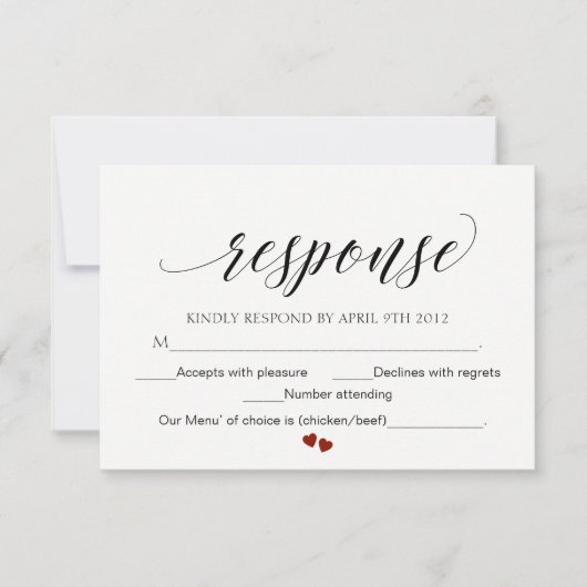 Elegant Typography Wedding Response Card Script RS RSVP Kaartje (Voorkant)