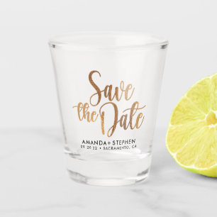 Elegant Typography Wedding Save the Date Shot Glas