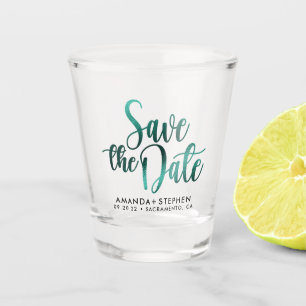 Elegant Typography Wedding Save the Date Shot Glas