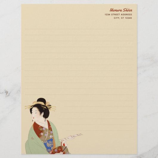 Elegant Uemura Shōen Japanse vrouw Stationery Briefhoofd (Voorkant)
