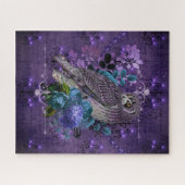 Elegant uil, blaasjes en juwelen legpuzzel (Horizontaal)