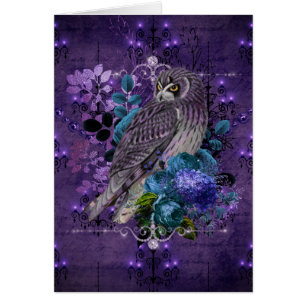 Elegant uil florale  blaasjes en juwelen