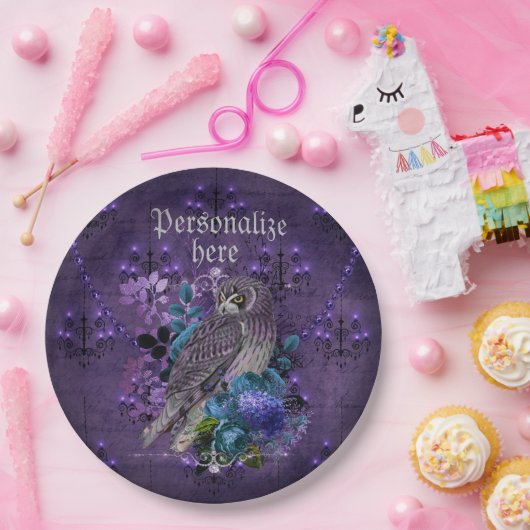 Elegant uil florale kandelaars gothisch papieren bordje (Feest)