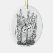 Elegant uil paar samen Jubileum kerst Keramisch Ornament (Rechts)