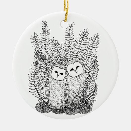 Elegant uil paar samen Jubileum kerst Keramisch Ornament (Voorkant)