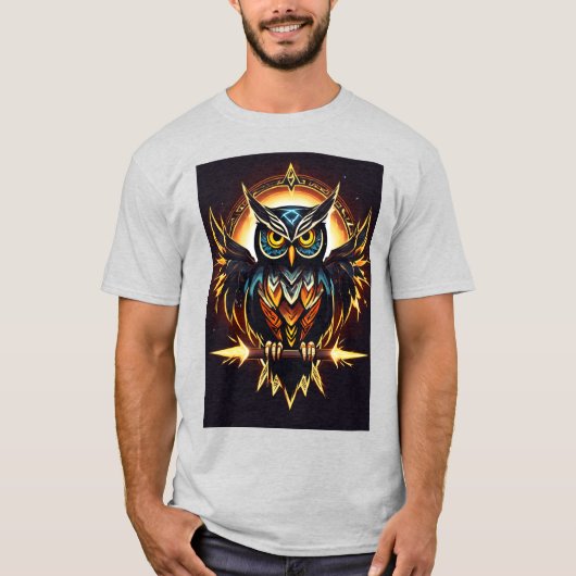 Elegant Uil Print T-shirt - Natuur geïnspireerd T- (Voorkant)