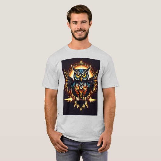 Elegant Uil Print T-shirt - Natuur geïnspireerd T- (Voorkant volledig)