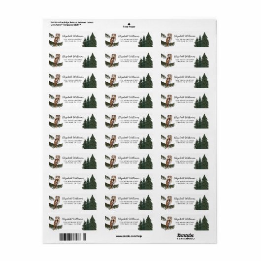 Elegant Uil retour adres label (Full Sheet)