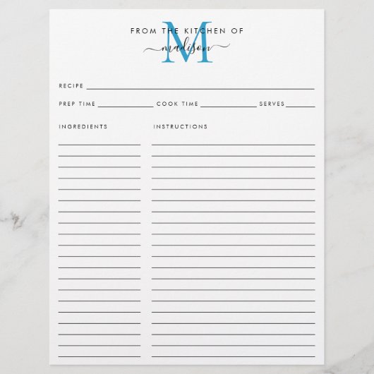 Elegant uit de keuken van de blauwe monogram (Voorkant)
