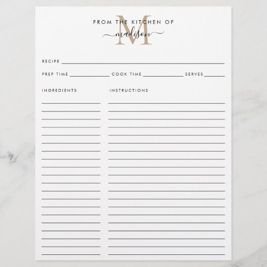 Elegant uit de keuken van de goudmonogram (Voorkant)