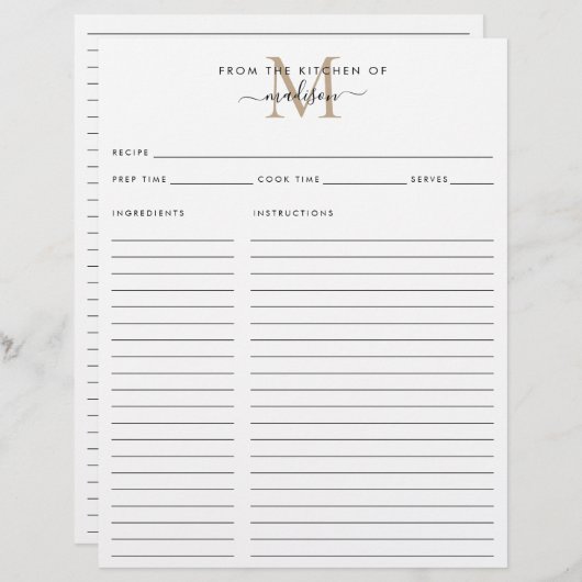 Elegant uit de keuken van de goudmonogram (Voorkant / Achterkant)