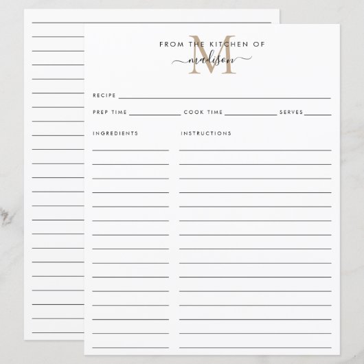 Elegant uit de keuken van de goudmonogram (Voorkant / Achterkant)