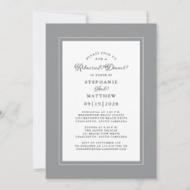 Elegant Uiteindelijk Grijs Bruiloftsrepetie Diner Kaart