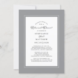 Elegant Uiteindelijk Grijs Bruiloftsrepetie Diner Kaart