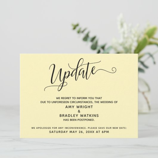 Elegant uitgestelde bruiloft aankondiging Bord gee (Staand voorkant)