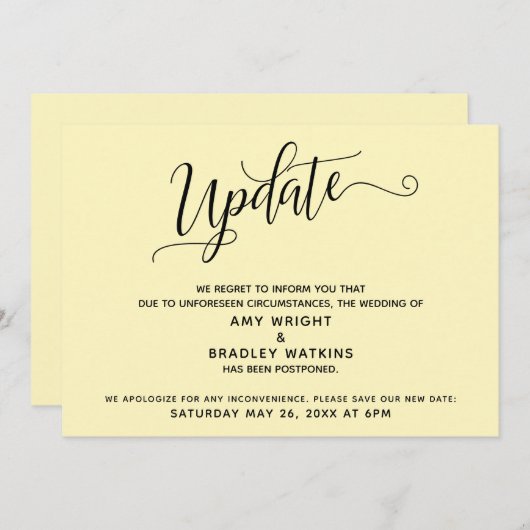 Elegant uitgestelde bruiloft aankondiging Bord gee (Voorkant / Achterkant)