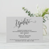 Elegant uitgestelde bruiloft aankondiging grijs (Staand voorkant)