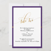 Elegant Uitgestelde Bruiloft Paarse Gouden Streep  Kaart (Voorkant)