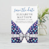 Elegant Uitnodiging met Bow en Hartspuwen (Staand voorkant)