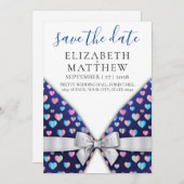 Elegant Uitnodiging met Bow en Hartspuwen (Voorkant / Achterkant)