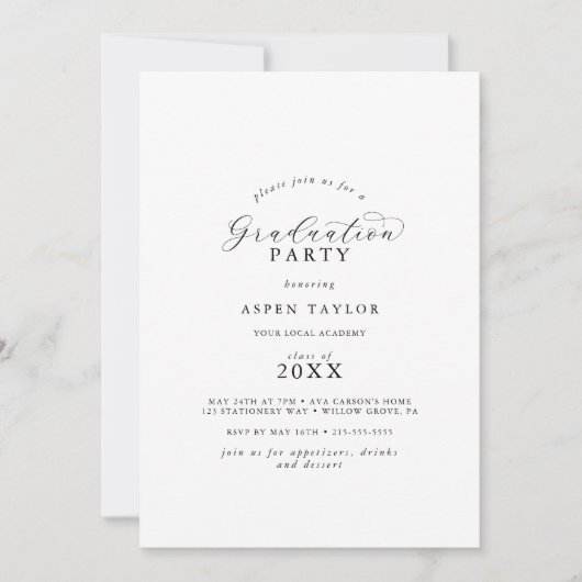 Elegant Uitnodiging van de Partij van de Graduatie (Voorkant)