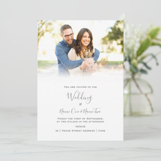 Elegant, uitnodiging voor een fotogradiënt bruilof (Staand voorkant)