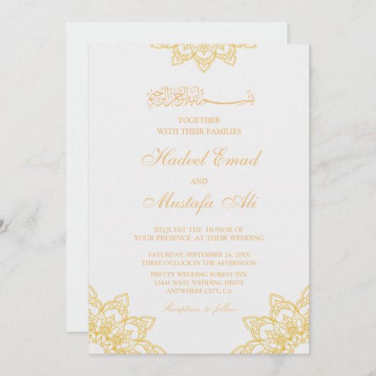 Elegant-uitnodiging voor een moslim huwelijk kaart (Voorkant / Achterkant)