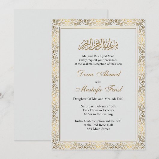 Elegant-uitnodiging voor een moslim huwelijk kaart (Voorkant / Achterkant)