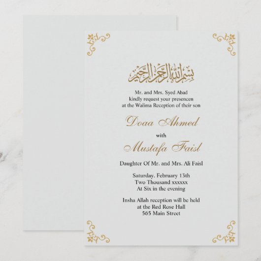 Elegant-uitnodiging voor een moslim huwelijk kaart (Voorkant / Achterkant)