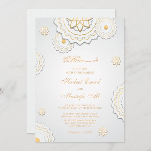 Elegant-uitnodiging voor een moslim huwelijk kaart (Voorkant / Achterkant)