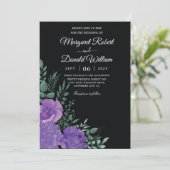 Elegant uitnodiging voor een paarse bruiloft met z (Staand voorkant)